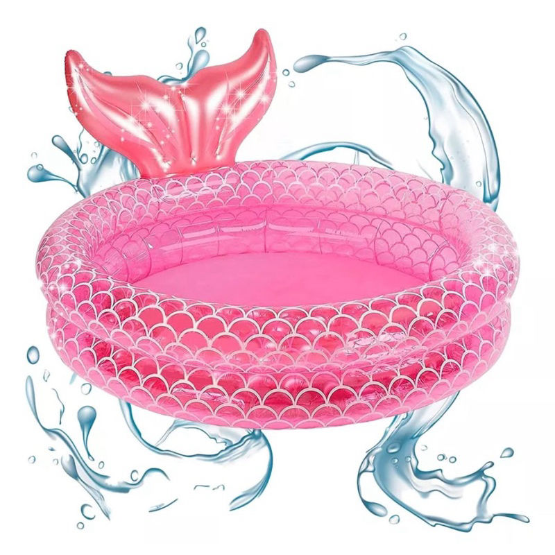 Piscina Inflável Infantil Rosa Sereia Com Calda 200 Litros Grande Verão ...