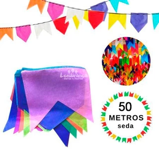 50 Metros Bandeirola Seda Bandeirinha c/cordão Festa Junina