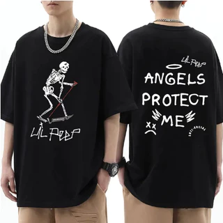 Camiseta Unissex Lil Peep Angels Protect Me Streetwear T-shirt Algodão Simples Confortável