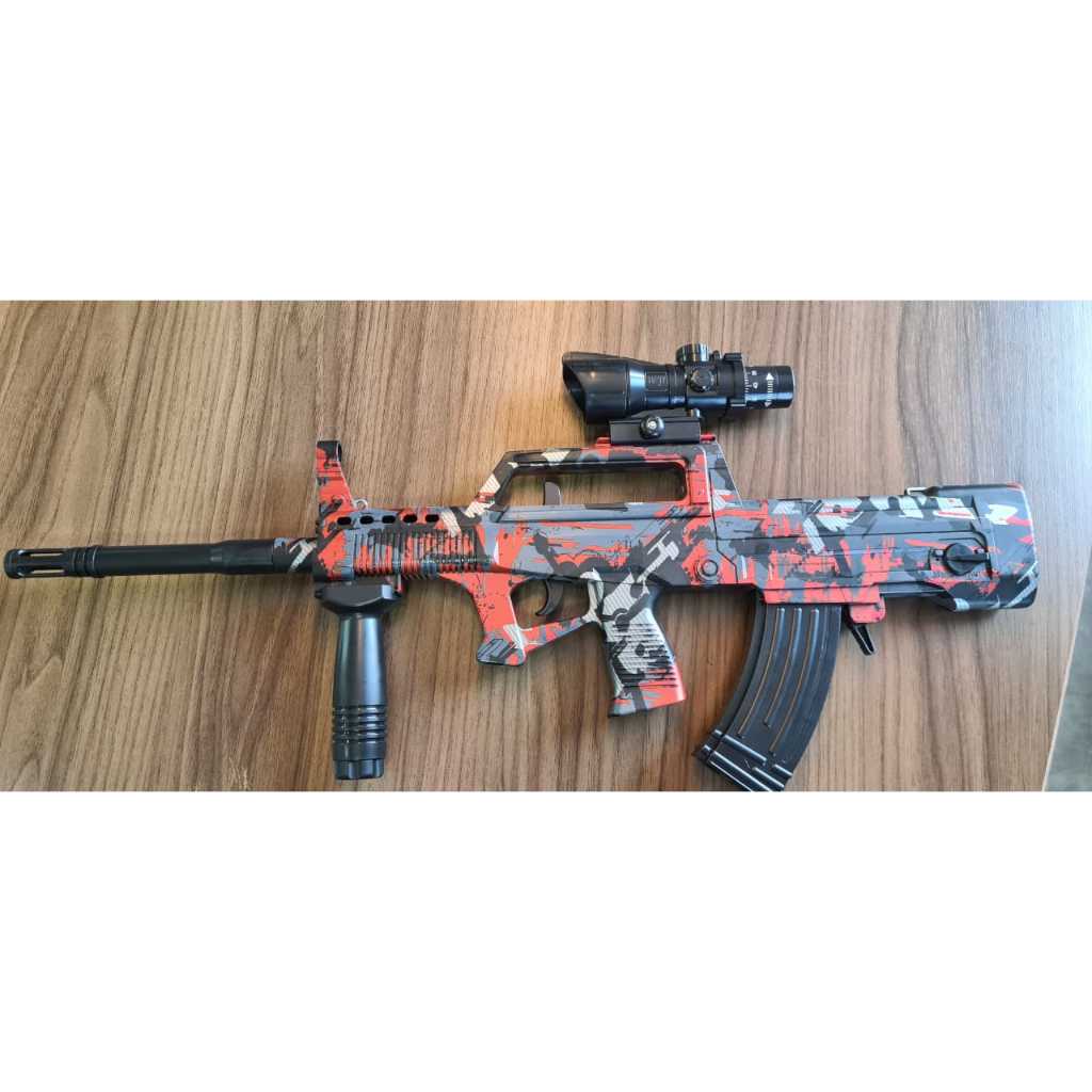 Lançador GRANDE de Orbeez Tipo Nerf - AK Bullop - Camuflado Vermelho