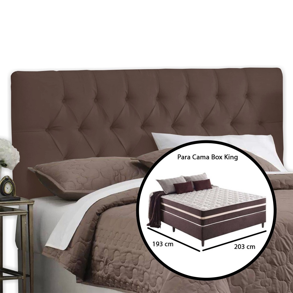 Cabeceira Painel Capitonê para Cama Box King 195 cm Intense Fixação na Parede Várias Cores