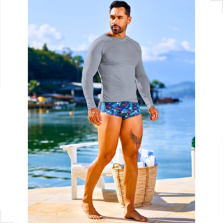 Camisa De Proteção Solar Masculina Malha Fria Térmica Manga Longa Comprida Tecido Gelado Segunda Pele Uv 50+ Lisa Básica Alta Compressão Dry Fit Frio