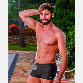 Sunga Masculina Adulta Forrada Com Cadarço De Ajuste Preta Marinho Tradicional Básica com Proteção Solar Calção Para Praia Ou Piscina Uv+