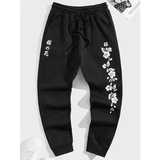 Calça Moletom Unissex Floral Japones Flanelado Tecido Premium