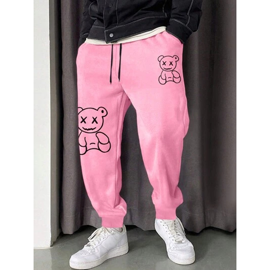 Calça Moletom Rosa Claro Flanelado Premium Urso Bear