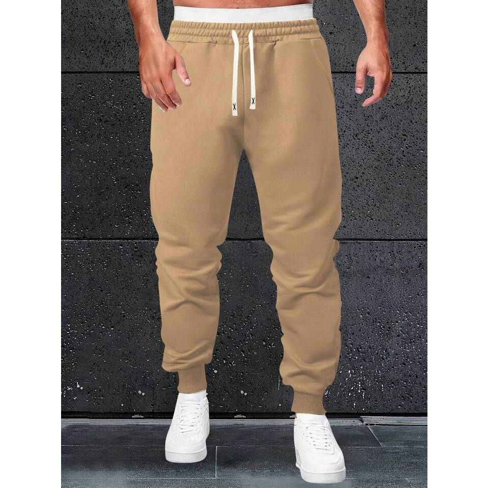 Calça Moletom Bege Liso Minimalista Streetwear Premium