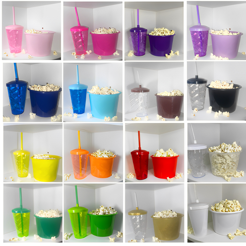 Kit Cinema 20 Balde 1,5l Pipoca + 20 Twister Colorido 500ml