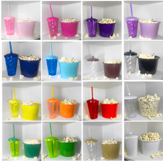 Kit Cinema 20 Balde 1,5l Pipoca + 20 Twister Colorido 500ml