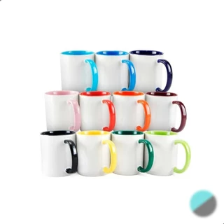 6 Caneca Para Sublimação Alça Interior Colorida Cerâmica 325ml