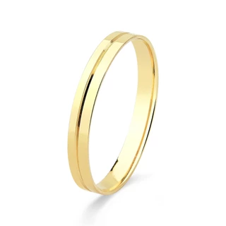 Aliança de Casamento de Ouro 18k 3mm com Friso ao Meio em Oferta na Shopee