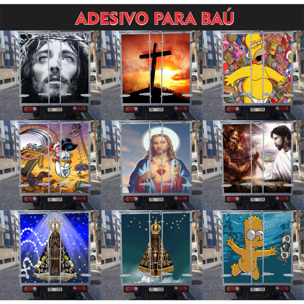 Adesivo para Baú fundo Personalizado Fiorino, Ducato, Bongo, Hr Diversos Modelos e Tamanhos