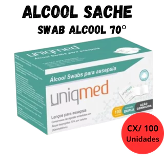 Álcool Swab 70% Saches Lenços Umedecidos Cx/100 - UNIQMED