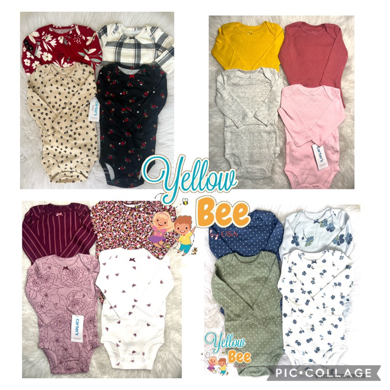 KIT BODY MANGA LONGA BEBÊ MENINA CARTERS 3M A 24 MESES