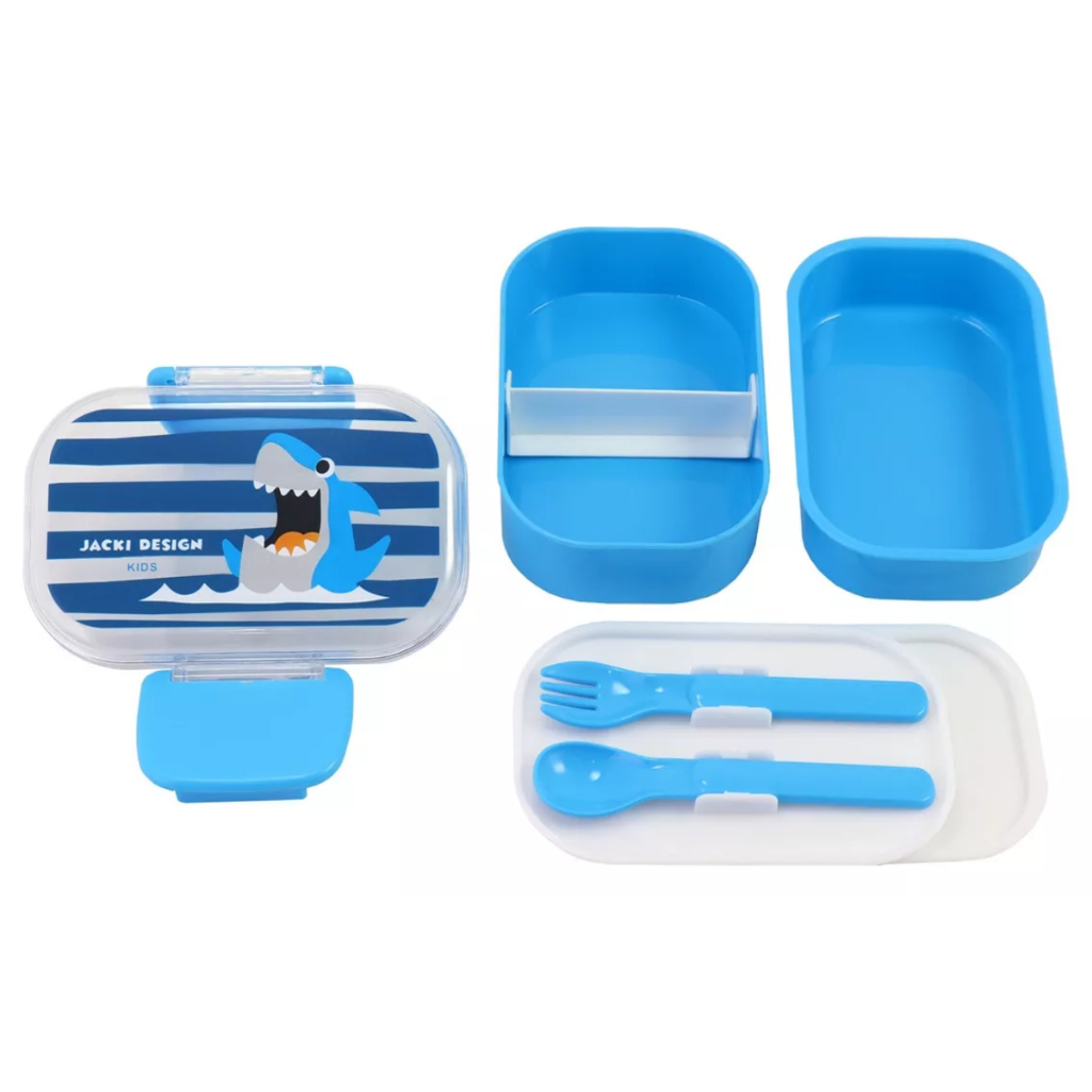 Marmita Infantil / Bebê 400ml Lancheira Divisórias E Talher Azul