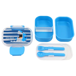 Marmita Infantil / Bebê 400ml Lancheira Divisórias E Talher Azul