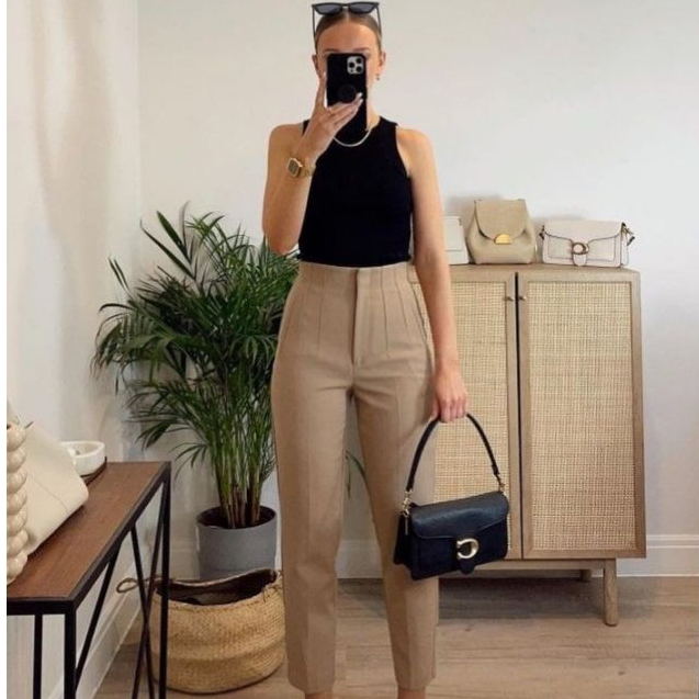 Calça Alfaiataria Zara Feminina Cintura Alta Com ziper Social Lançamento Moda Zara Luxo Elegancia Eloquencia Blogueirinha Moda Verão Envio
