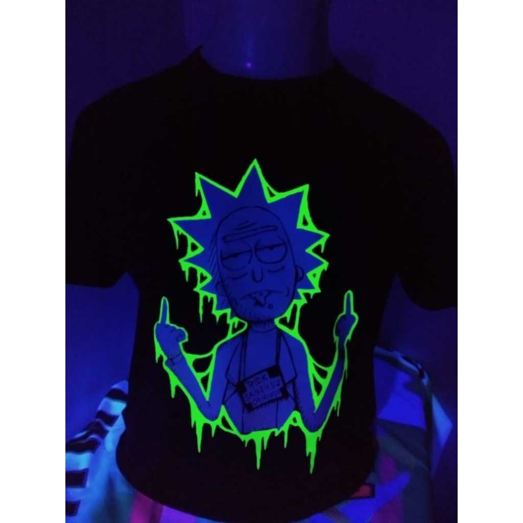 Camiseta Rick And Morty Cores Neon Verde, Amarela, Pink Luz