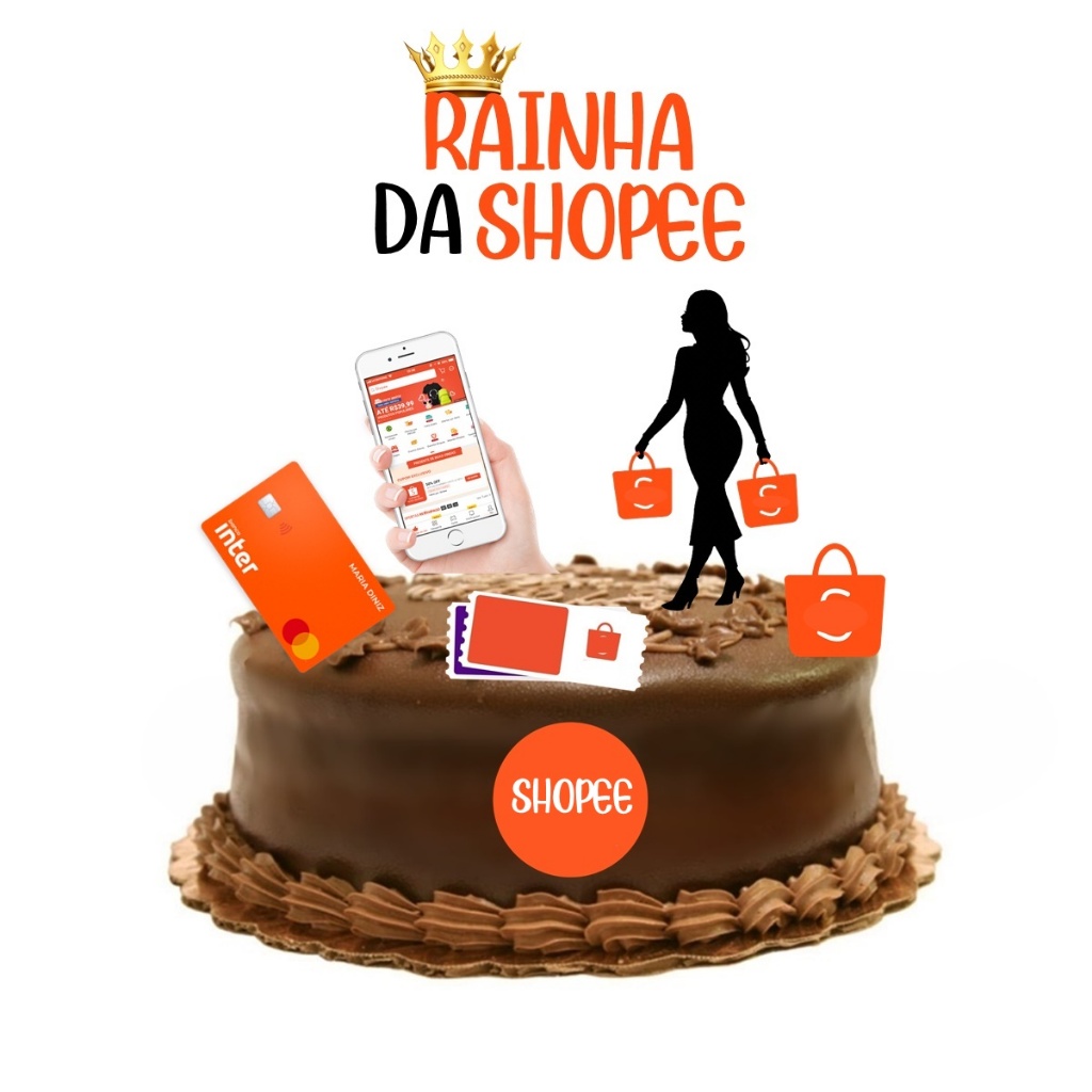 Topo de Bolo Rainha da Shopee Mulher Gastona Comprinhas Topper ...