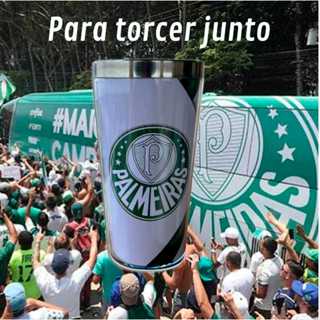 Copo Térmico Personalizado Inox Interno Palmeiras Alviverde Verdão 450 ml Cerveja, Chopp