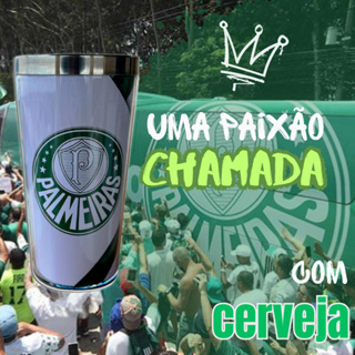 Copo Térmico Personalizado Inox Interno Palmeiras Alviverde Verdão 450 ml Cerveja, Chopp