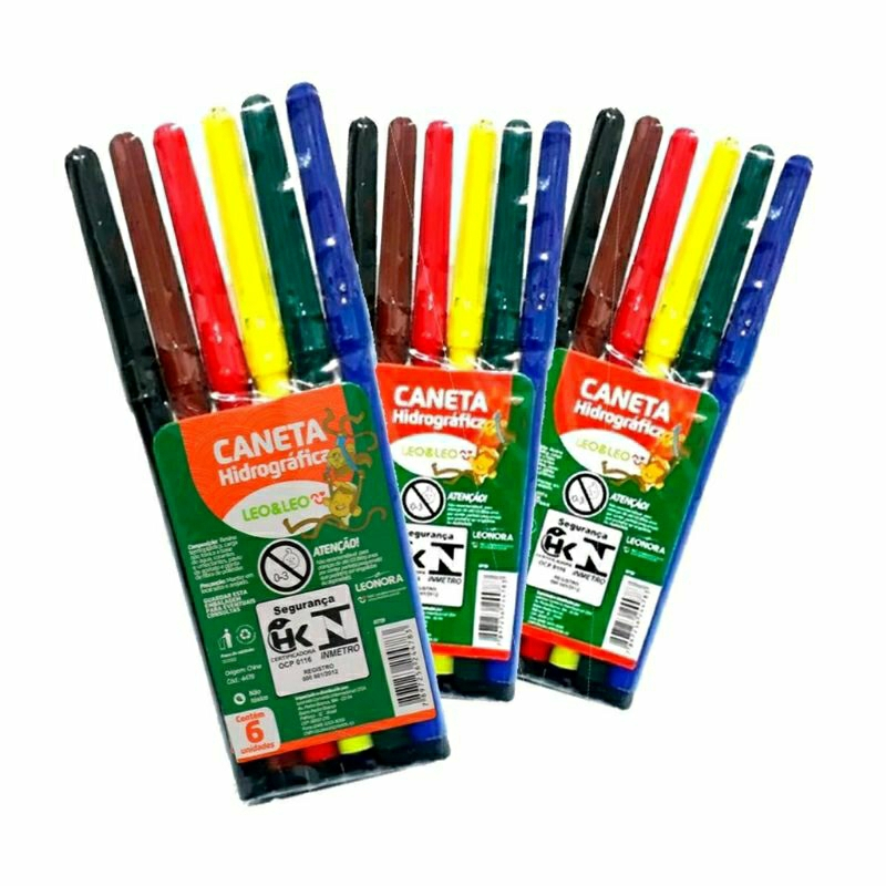 10 Caneta Hidrográfica 6 Cores Canetinha Para Pintura 1 ou 5 ou 10 ou ...
