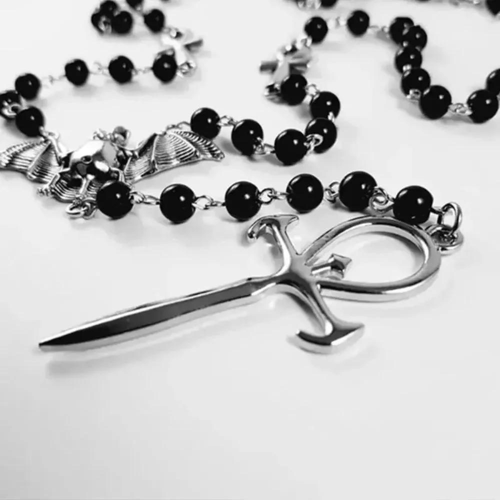 Cordão Rosário Terço Cruz Ankh