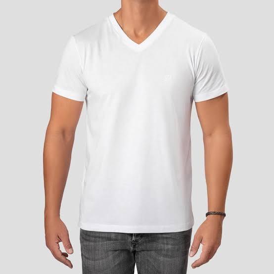 KIT 2 CAMISETAS MASCULINAS GOLA V 100% ALGODÃO UNISSEX