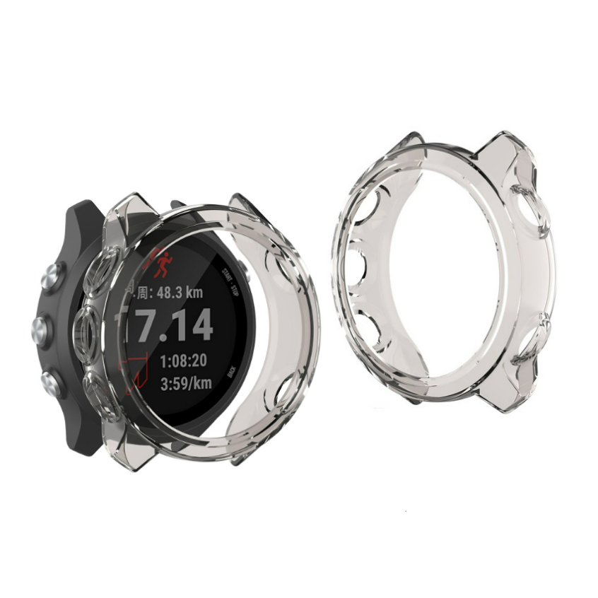 Feysentoe 2 Fundas Bumper Para Garmin Forerunner 55/158 – TPU Flexible, Resistente A Arañazos, Negro Y Transparente