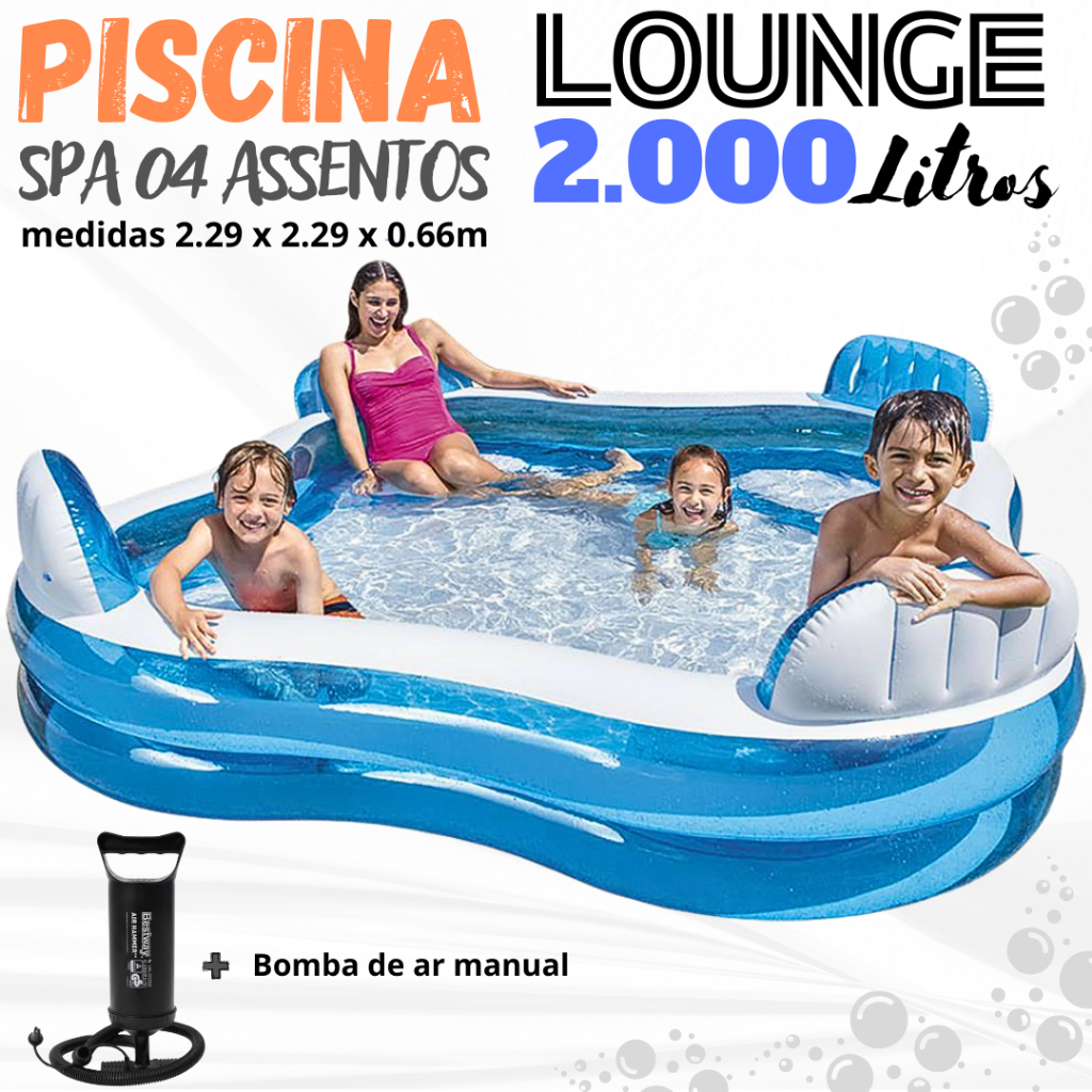 Piscina Spa Family Pool 3.000L c/ 02 Assentos OU Piscina Lounge