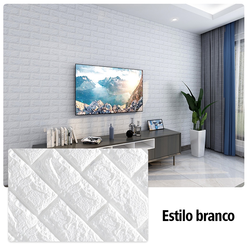 Kit 30 Anti Mofo 3D Papel De Parede Tijolinho Adesivo Para A Decoração ...