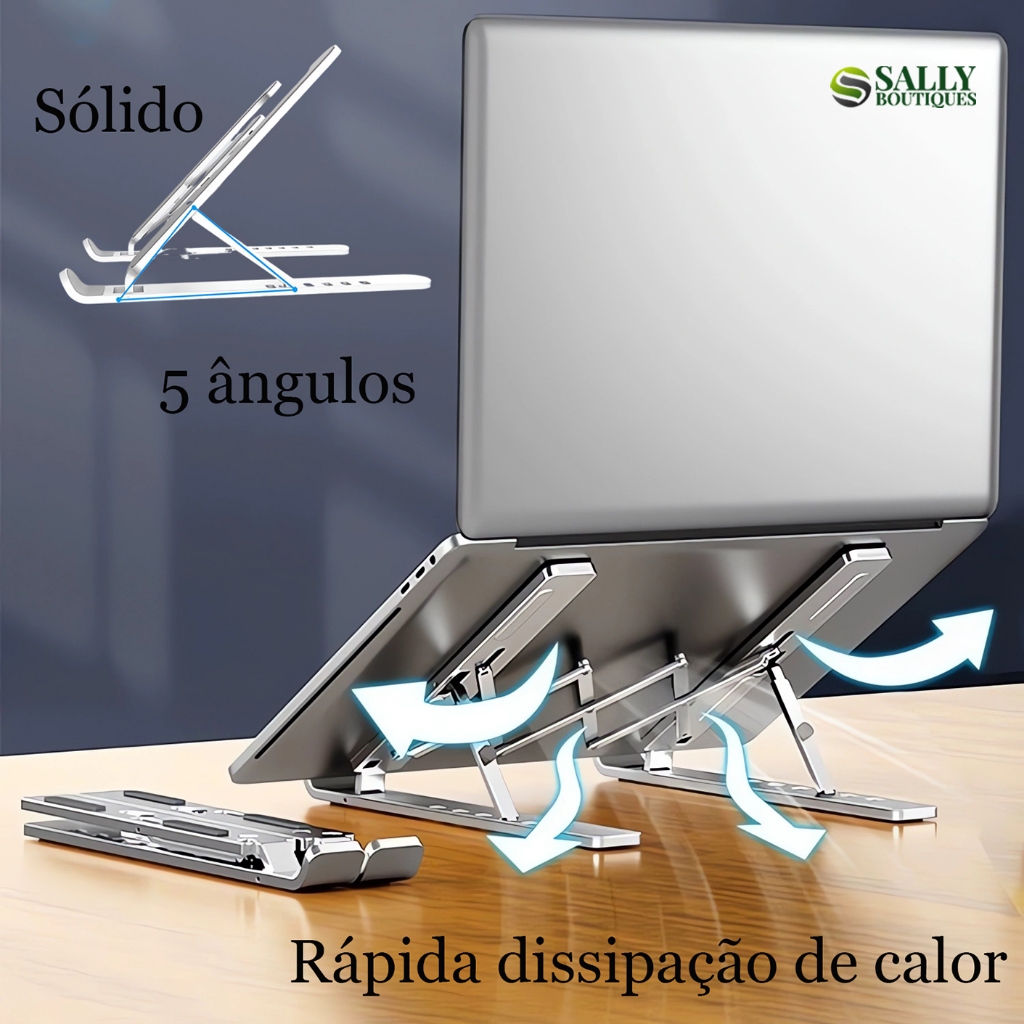 Suporte Para Notebook Laptop Multi-Posições Ótima Qualidade Branco e Preto Dobrável