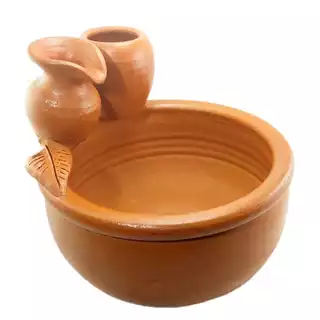 tigela cerâmica artesanal bebedouro de barro para pet fonte de aguá 3 litros cascata para decoração