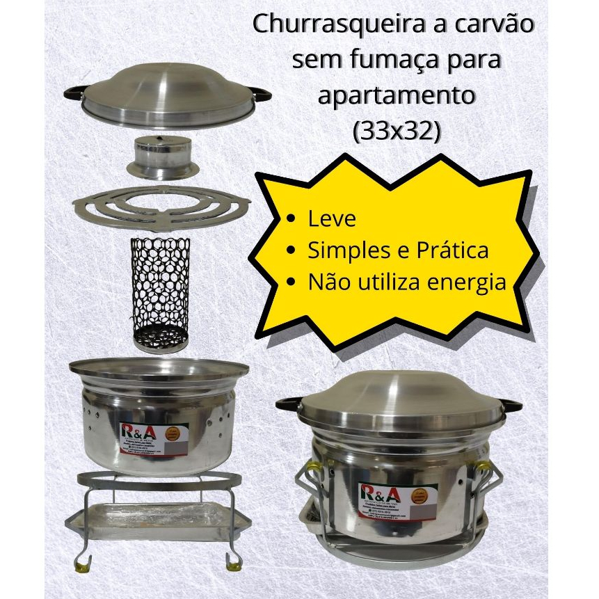 Churrasqueira para apartamento sem fumaça a carvão