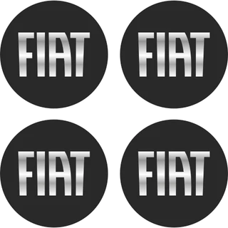 Jogo Emblema Adesivo Resinado Para Roda Calota de Carro FIAT Preto 55mm