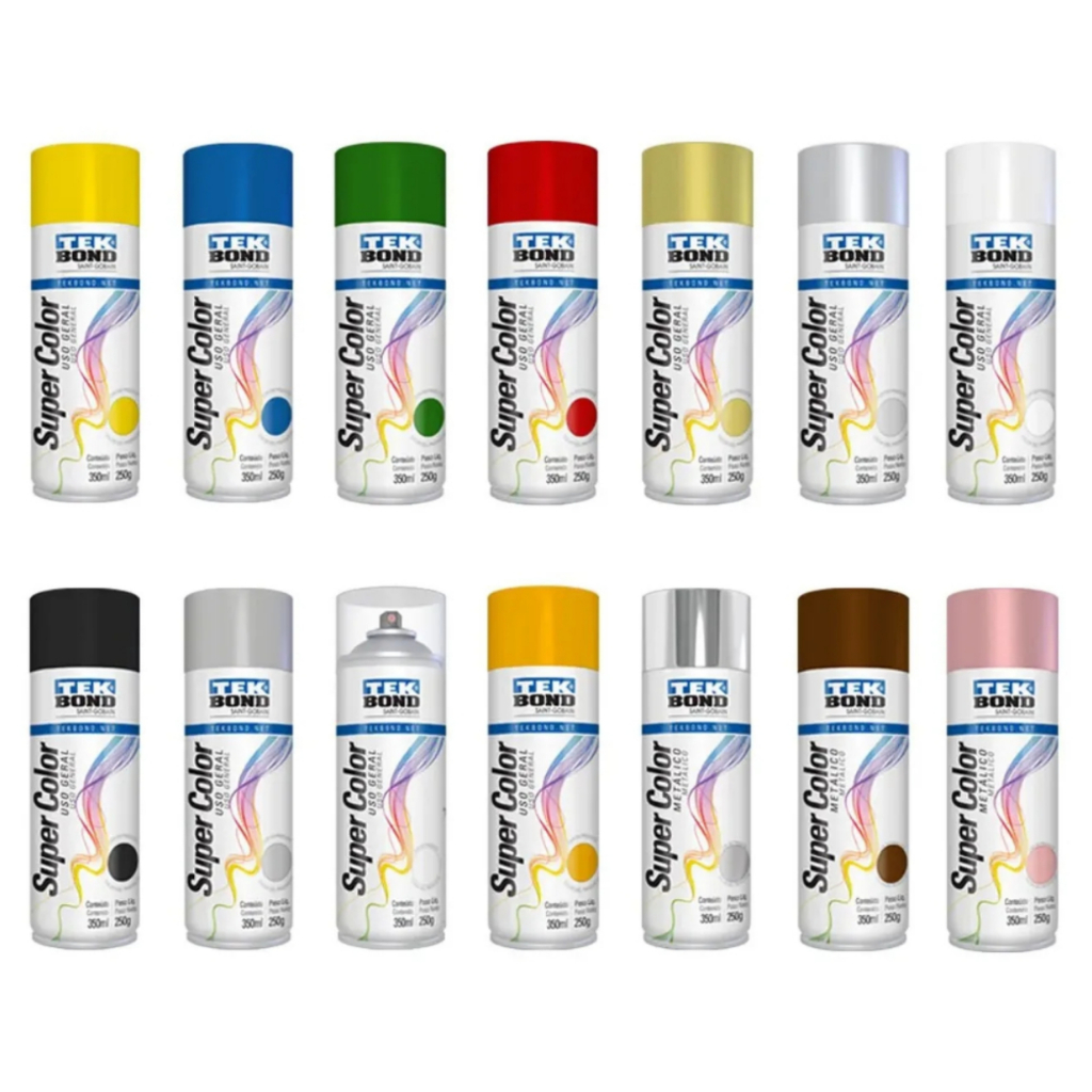Tinta Spray Uso Geral - Metais Madeira Artesanato Gesso Rodas Secagem Rápida Tek Bond