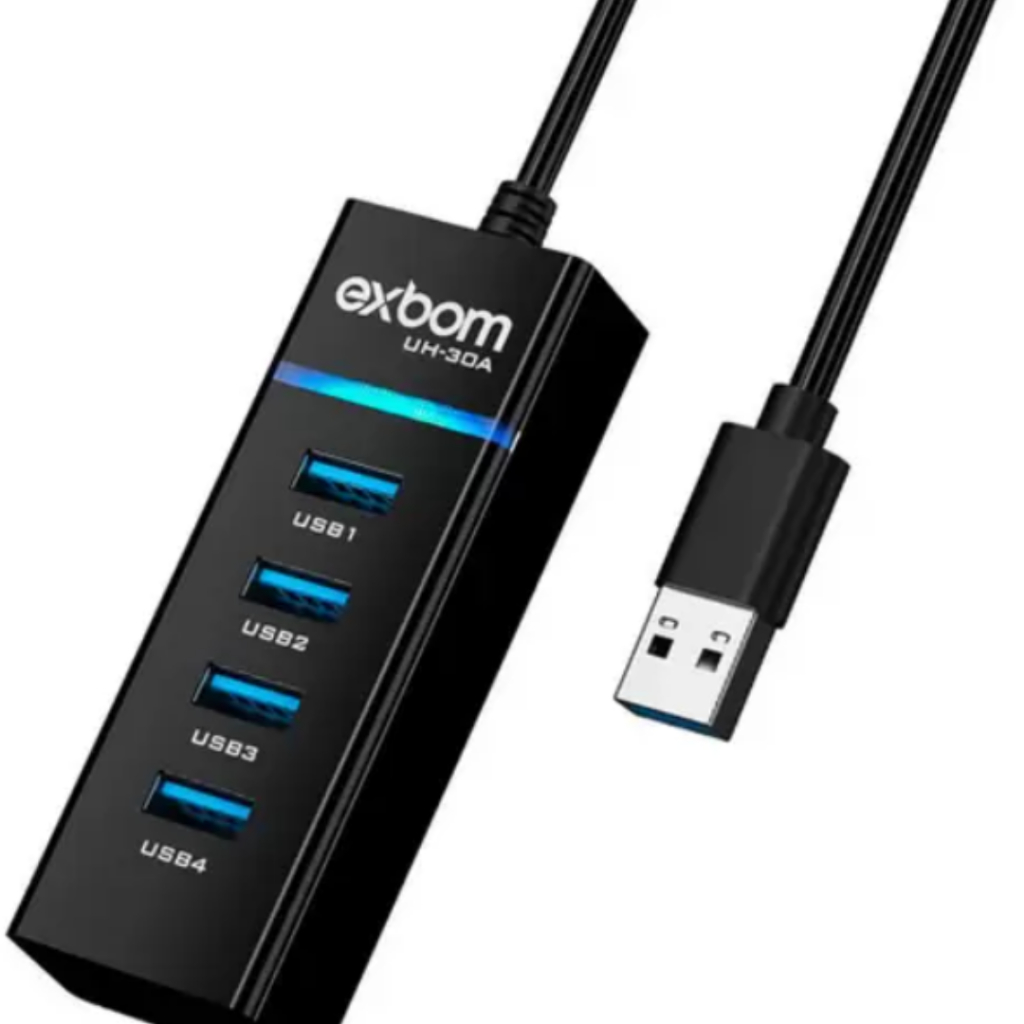 Hub Cabo Usb 3.0 Extensor 4 Portas High Speed Hd Pen Drive Exbom - Conexões para seu PC/Notebook