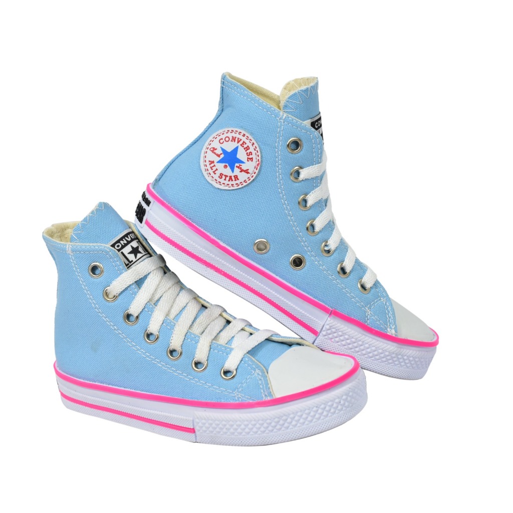 Tênis CONVERSE ALLSTAR CANO ALTO -Botinha Alls Star -Bota Alls Star Azul bb sola pink -Rosa bb -Branco