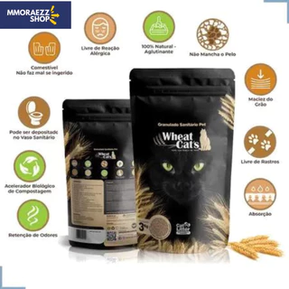 Areia Natural de Trigo 100% Vegana Fofinha Para Gatos Embalagem Zip Pack Economica 3kg