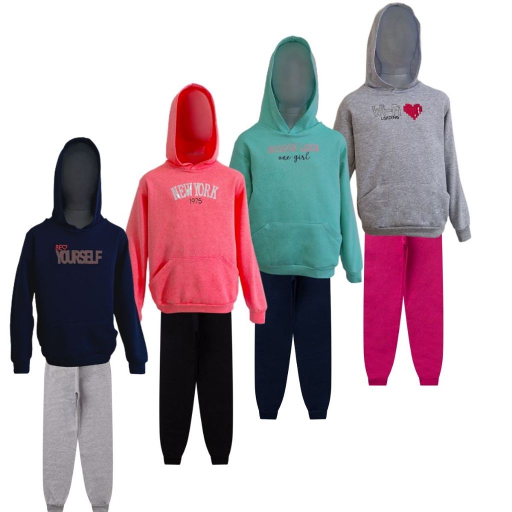 Conjunto Inverno Moletom Flanelado Infantil Juvenil Menina