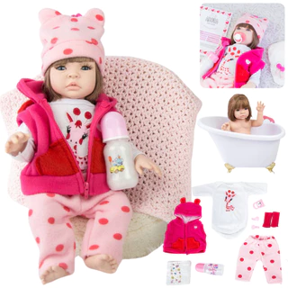 Boneca Bebê Reborn Girafinha Luxo Original Realista de Silicone Menina Pode Dar Banho Envio Imediato