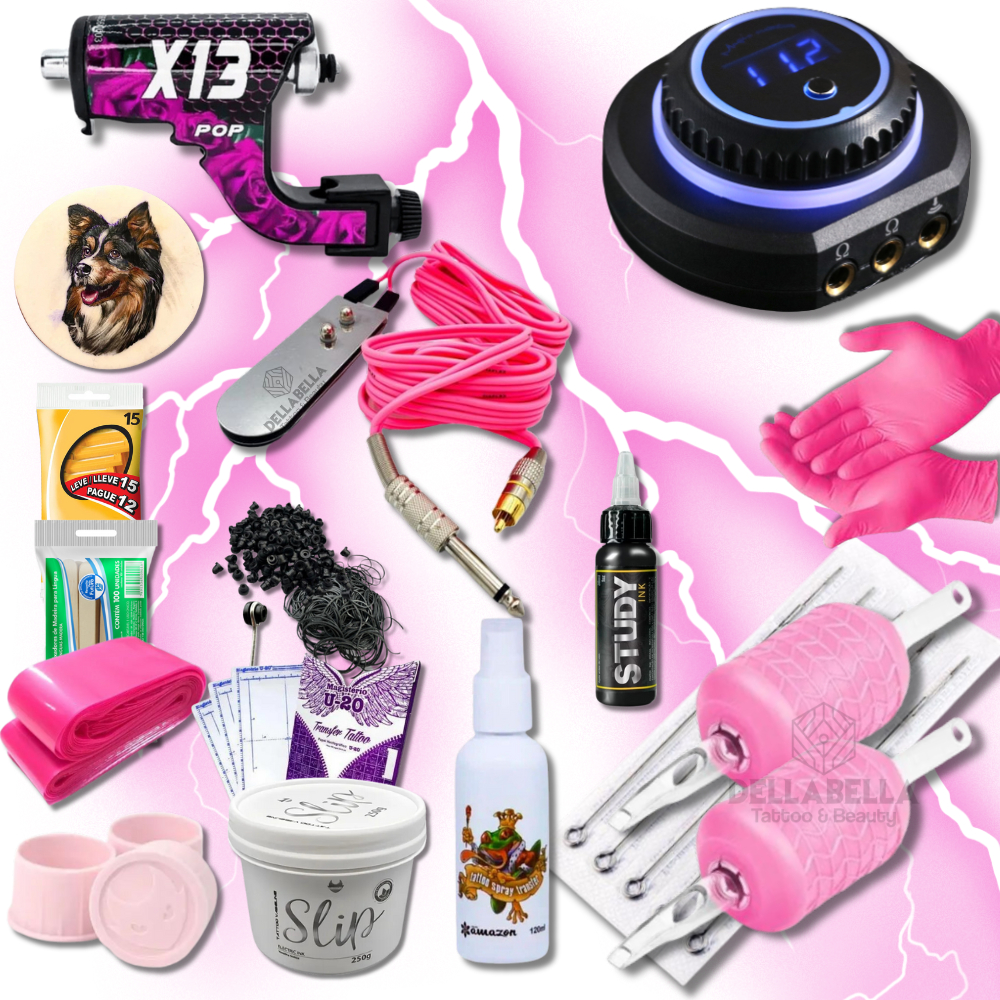 Kit Tatuagem XCORE X13 POP Rosa ou Preto Completo Tattoo | Shopee Brasil