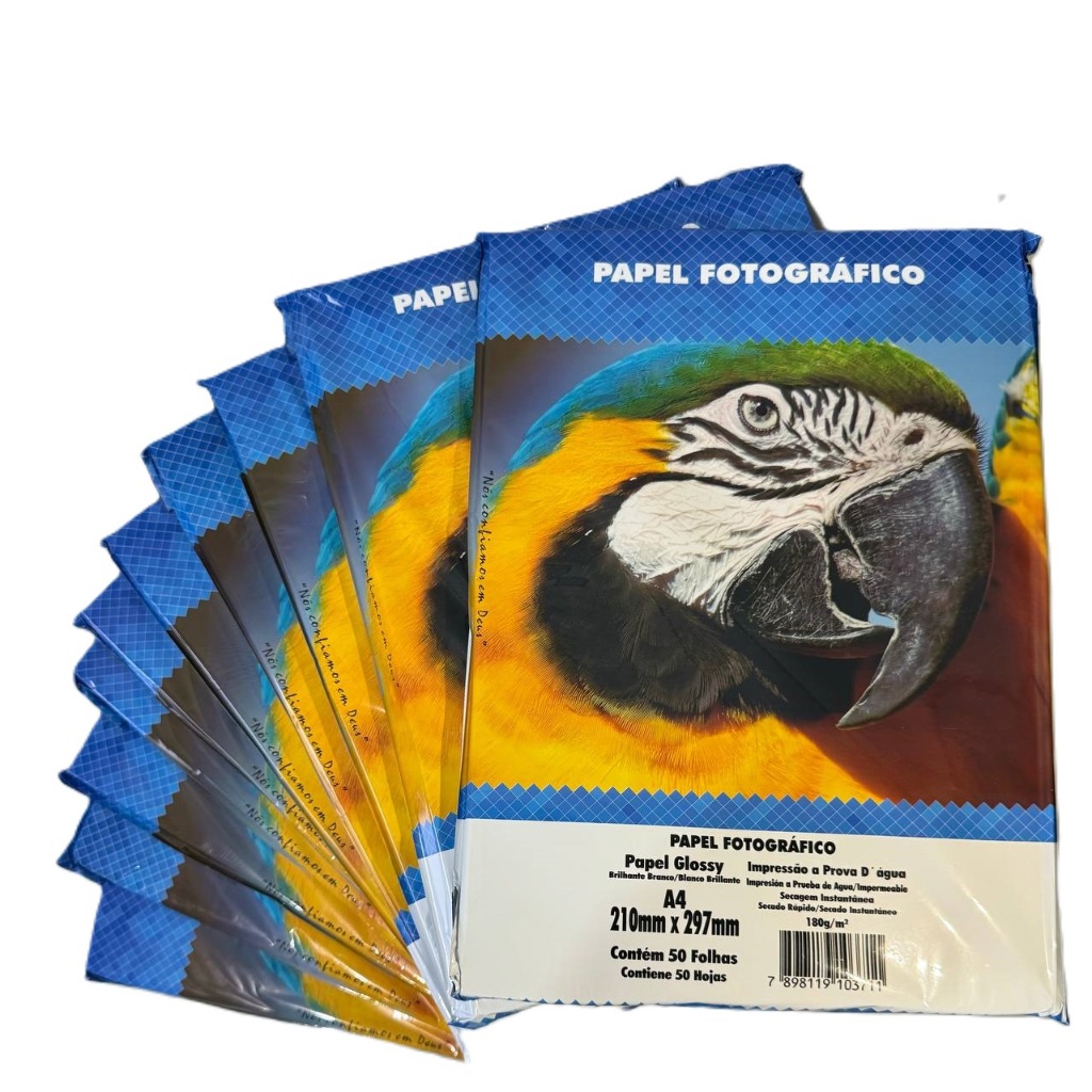 Kit 10 pacotes - 500 Folhas - de Papel Fotográfico A4 Glossy 180g ...