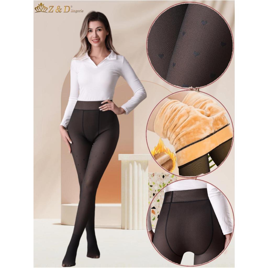 CHR Meia-Calça Térmica 5 cors P-4GG Forrada Peluciada Translúcida de Lã  Plus size Legging Grossa Inverno Quente Feminina