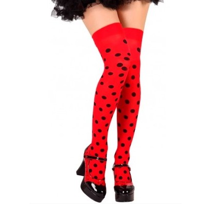 Meia Fina 7/8 Lady Bug Vermelha Bolinhas Pretas Fantasia