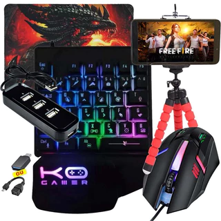 Kit Mobilador de Celular Teclado Uma Mao RGB + Mouse Gamer RGB + Hub usb 4 Portas em Oferta na Shopee