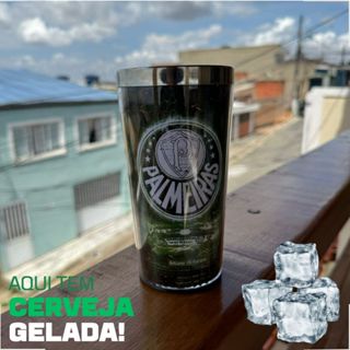Copo Térmico Personalizado Inox Interno Palmeiras Alviverde Verdão 450 ml Cerveja, Chopp