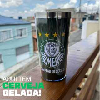 Copo Térmico Personalizado Inox Interno Palmeiras Alviverde Verdão 450 ml Cerveja, Chopp