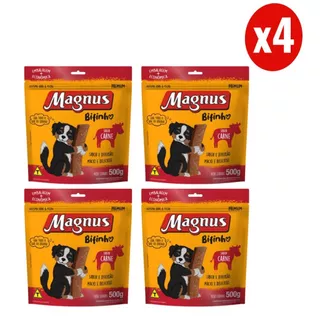 Kit 4 Magnus Bifinhos Mastigáveis 500g para Cães Sabor Carne Adimax em Oferta na Shopee