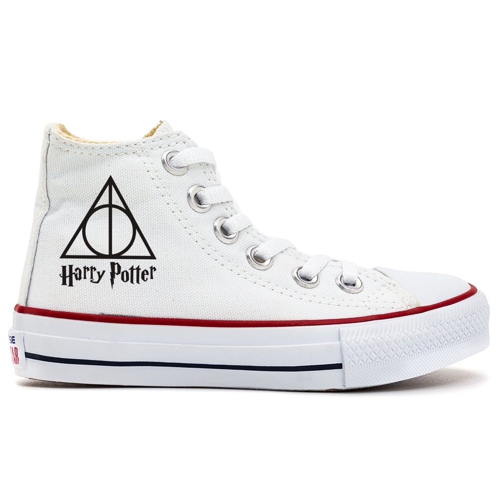 Tênis All Star Feminino Amuleto Harry Potter Modelo Cano Alto Botinha