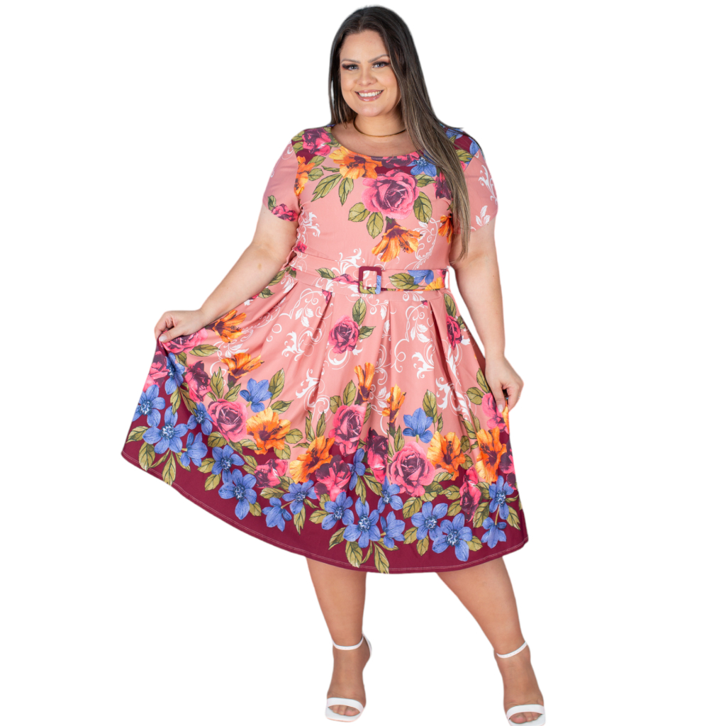 Vestido Gode com Pregas Plus Size Midi Evangélico Shopee Brasil